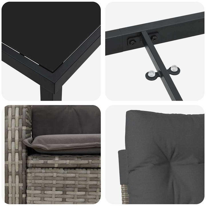 Have Spisebordssæt med pude 5 pcs Grå polyrattan