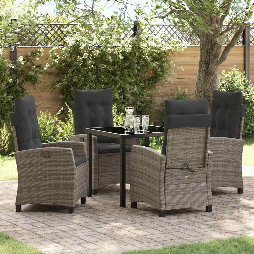 Have Spisebordssæt med pude 5 pcs Grå polyrattan