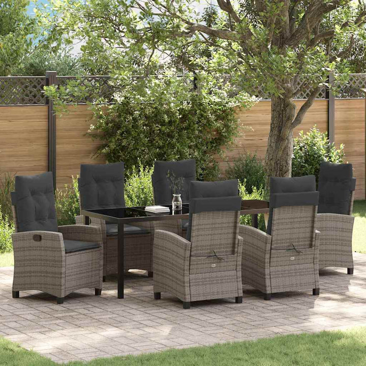 Have Spisebordssæt med pude 7 pcs Grå polyrattan