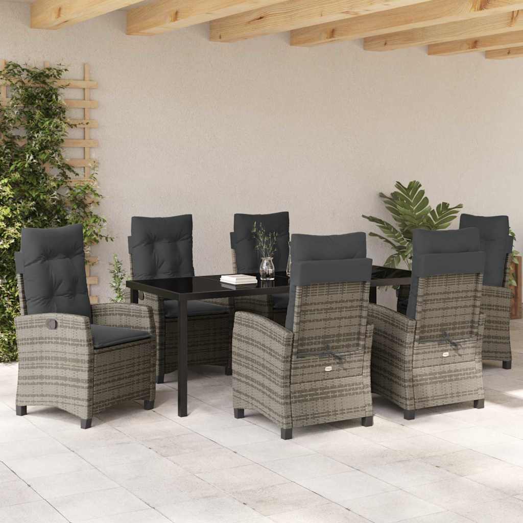 Have Spisebordssæt med pude 7 pcs Grå polyrattan