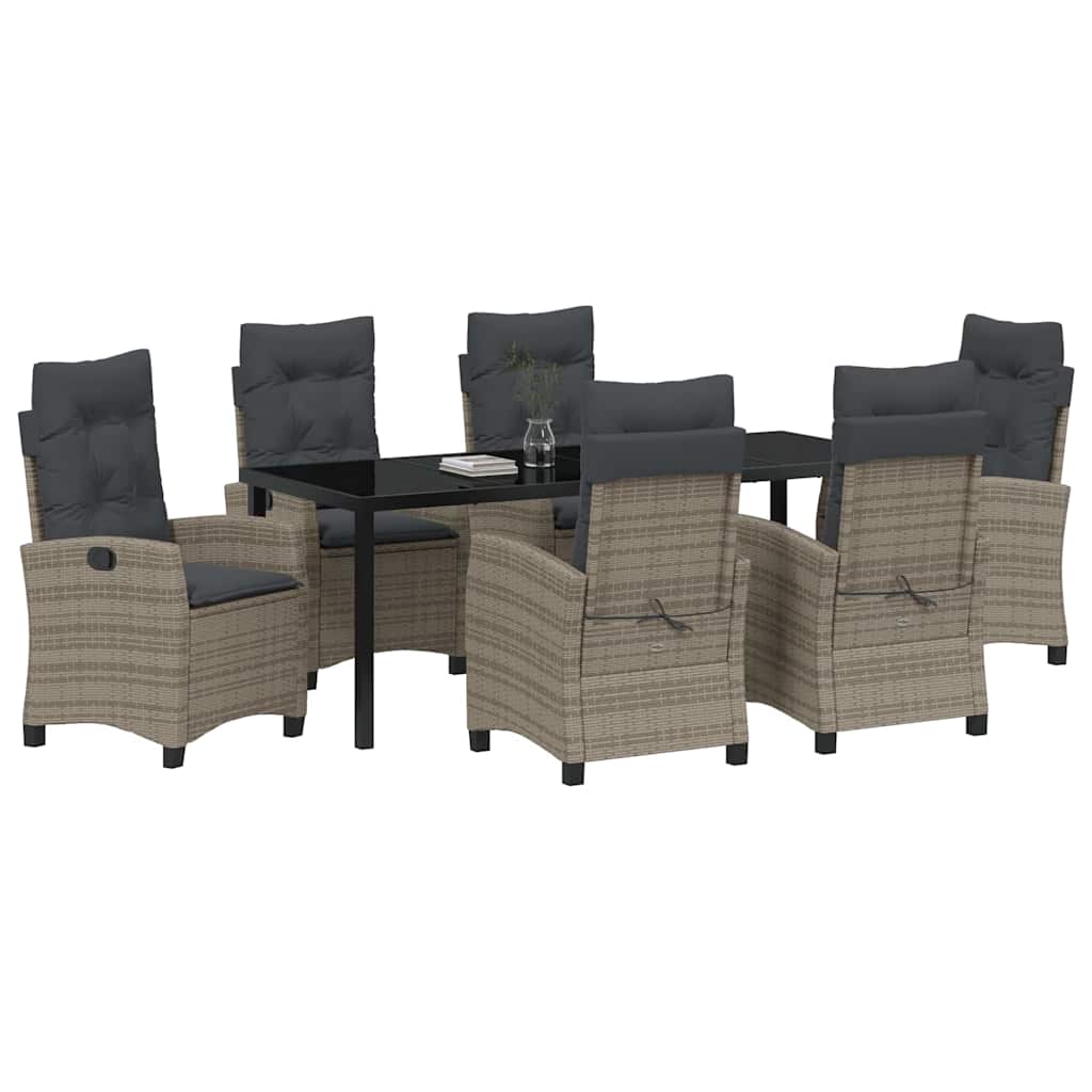 Have Spisebordssæt med pude 7 pcs Grå polyrattan