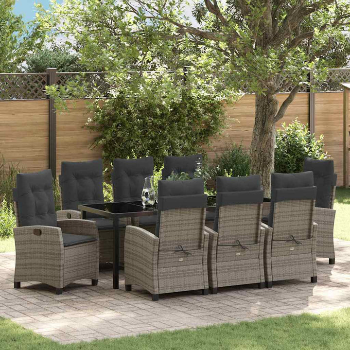 Have Spisebordssæt med pude 9 pcs Grå polyrattan