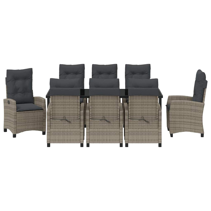 Have Spisebordssæt med pude 9 pcs Grå polyrattan