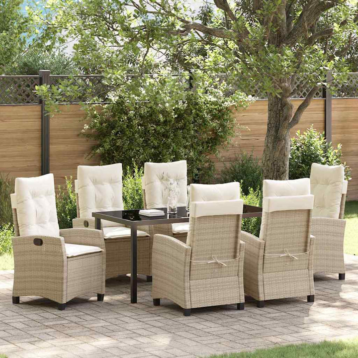 Have Spisebordssæt med pude 7 pcs Beige polyrattan