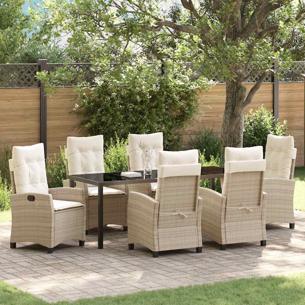 Have Spisebordssæt med pude 7 pcs Beige polyrattan