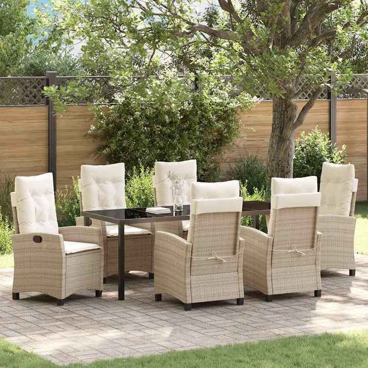 Have Spisebordssæt med pude 7 pcs Beige polyrattan