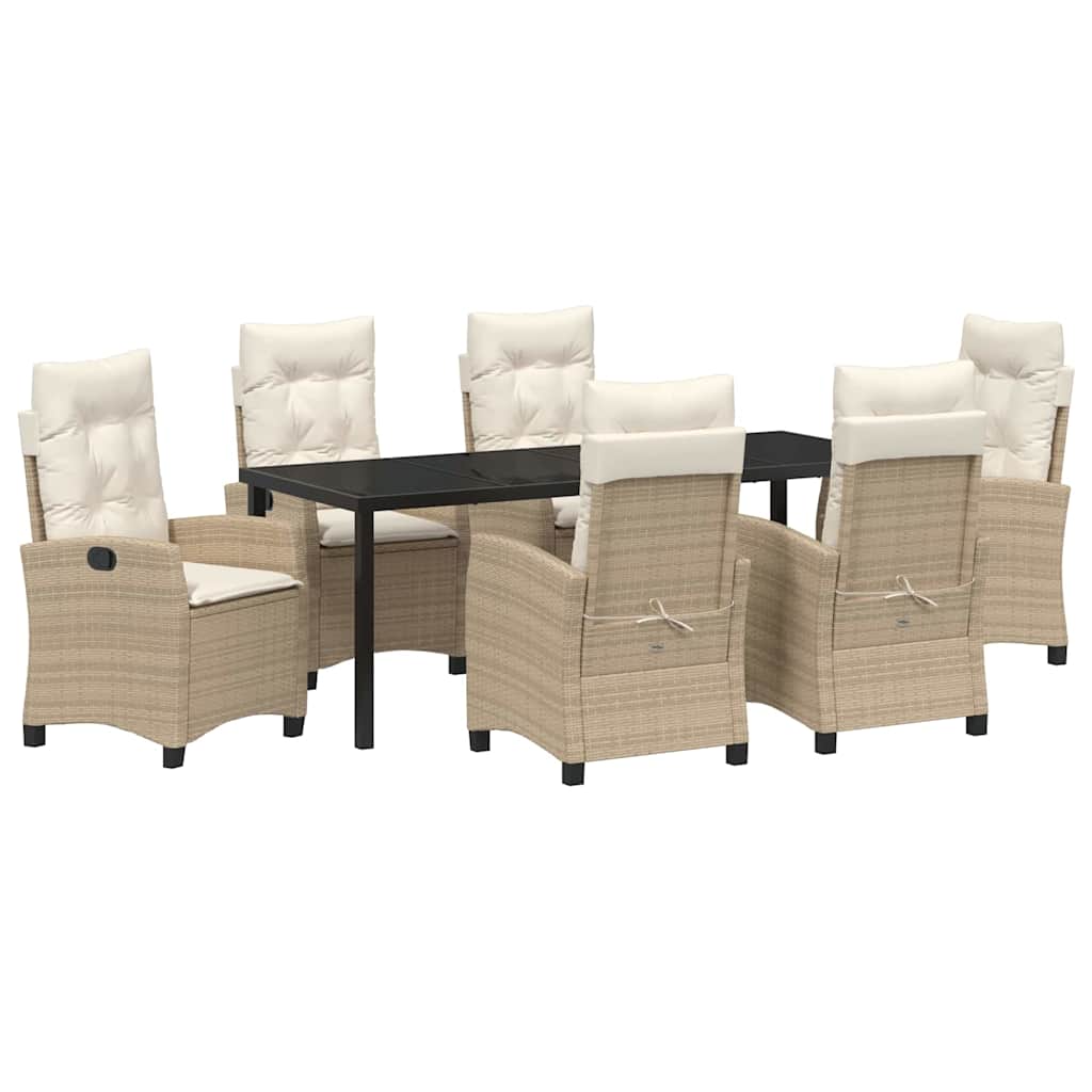 Have Spisebordssæt med pude 7 pcs Beige polyrattan