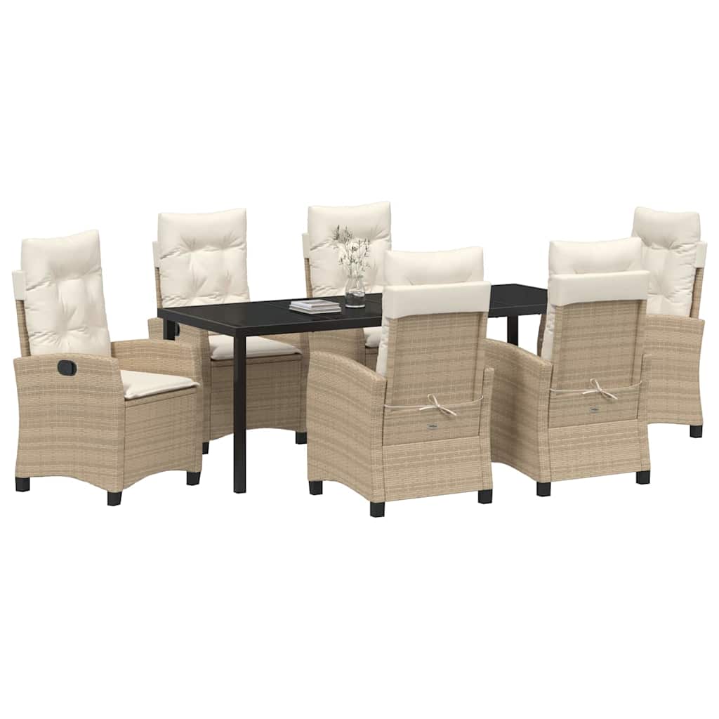 Have Spisebordssæt med pude 7 pcs Beige polyrattan