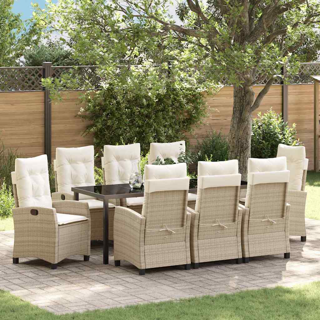 Have Spisebordssæt med pude 9 pcs Beige polyrattan