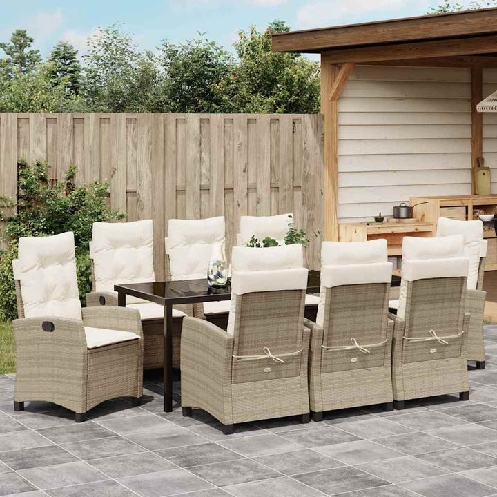 Have Spisebordssæt med pude 9 pcs Beige polyrattan
