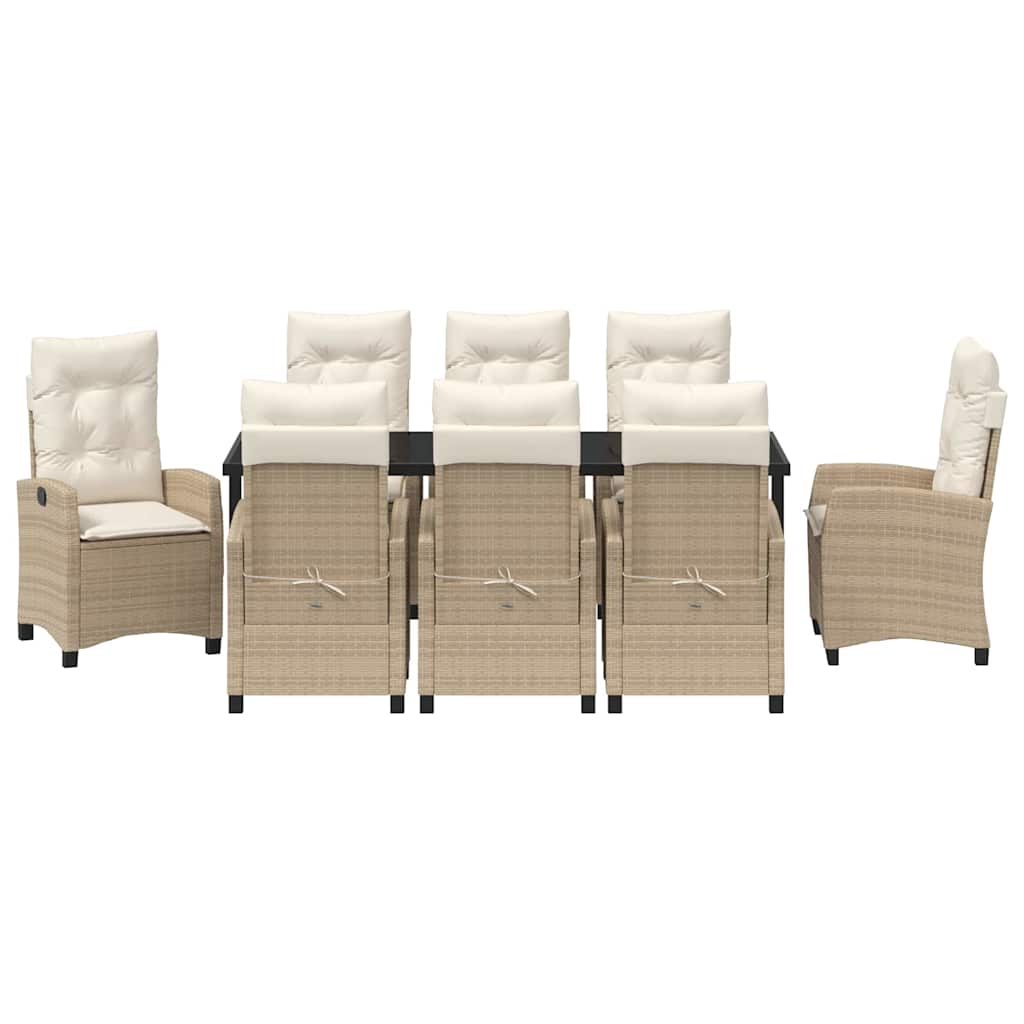 Have Spisebordssæt med pude 9 pcs Beige polyrattan
