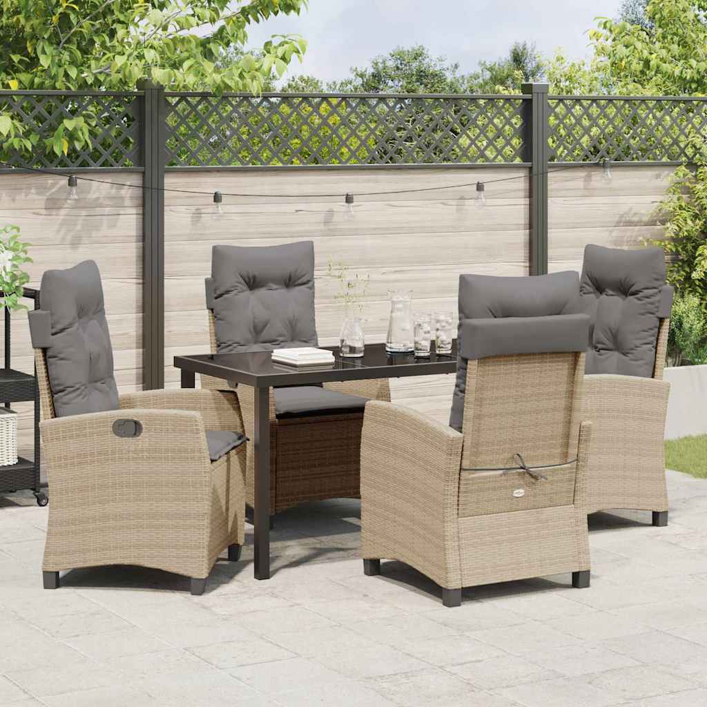Have Spisebordssæt med pude 5 pcs Beige polyrattan