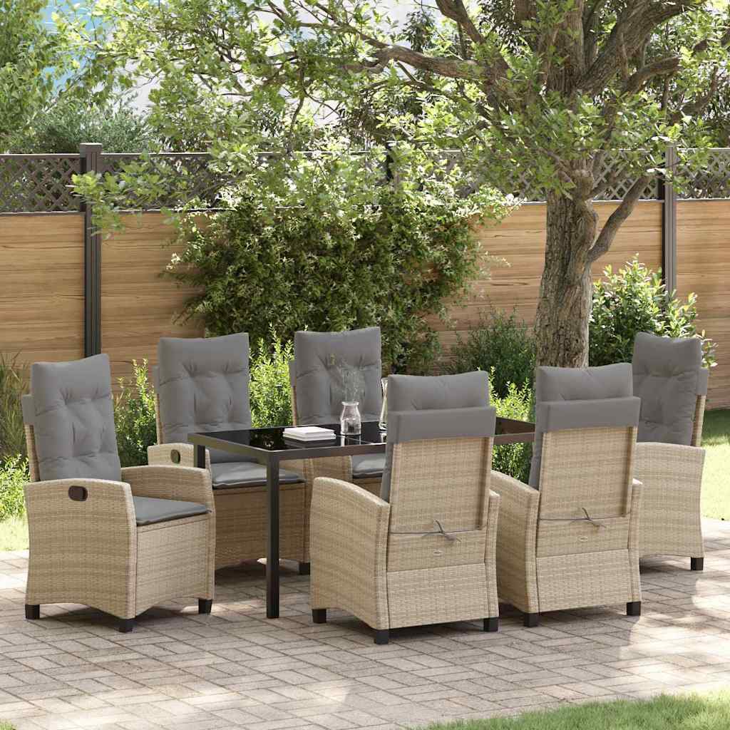 Have Spisebordssæt med pude 7 pcs Beige polyrattan