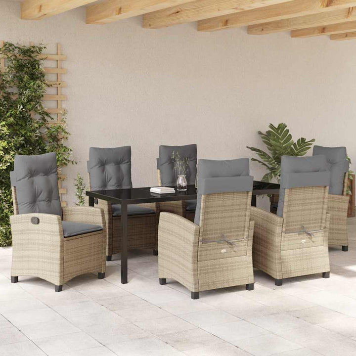 Have Spisebordssæt med pude 7 pcs Beige polyrattan