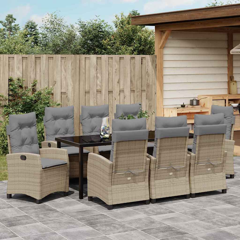 Have Spisebordssæt med pude 9 pcs Beige polyrattan
