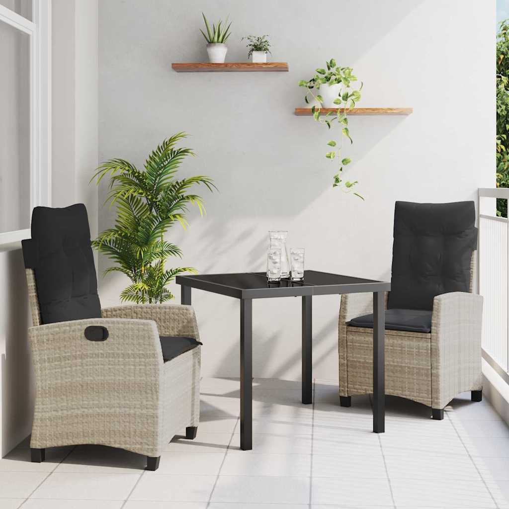 Have Spisebordssæt med pude 3 pcs Lysegrå polyrattan
