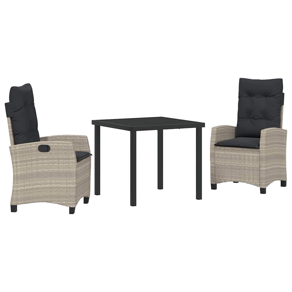 Have Spisebordssæt med pude 3 pcs Lysegrå polyrattan