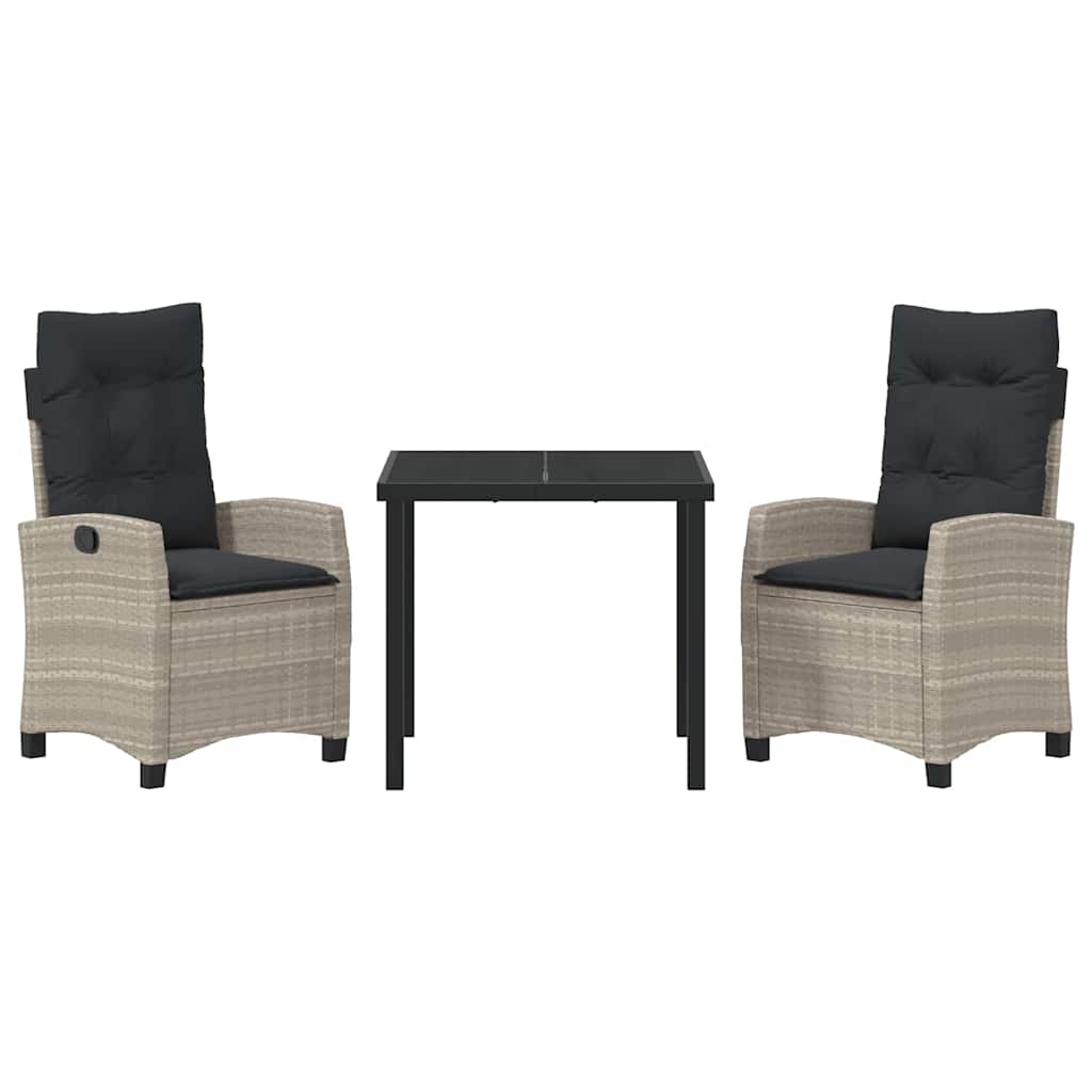 Have Spisebordssæt med pude 3 pcs Lysegrå polyrattan