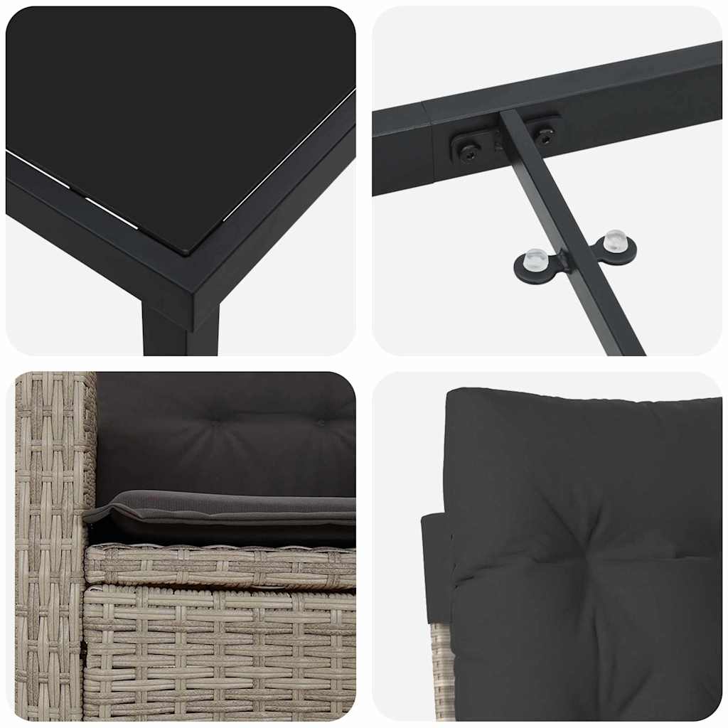 Have Spisebordssæt med pude 5 pcs Lysegrå polyrattan