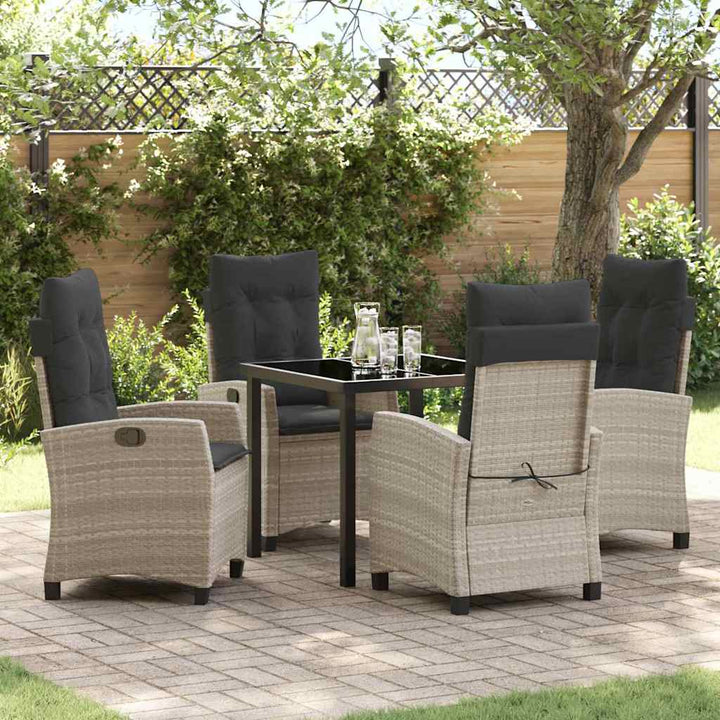 Have Spisebordssæt med pude 5 pcs Lysegrå polyrattan