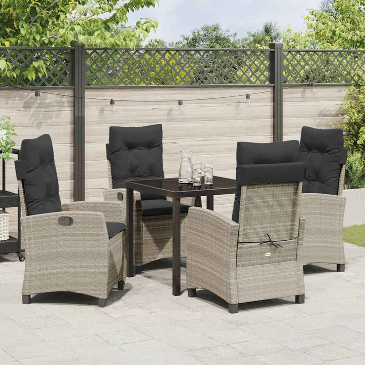 Have Spisebordssæt med pude 5 pcs Lysegrå polyrattan