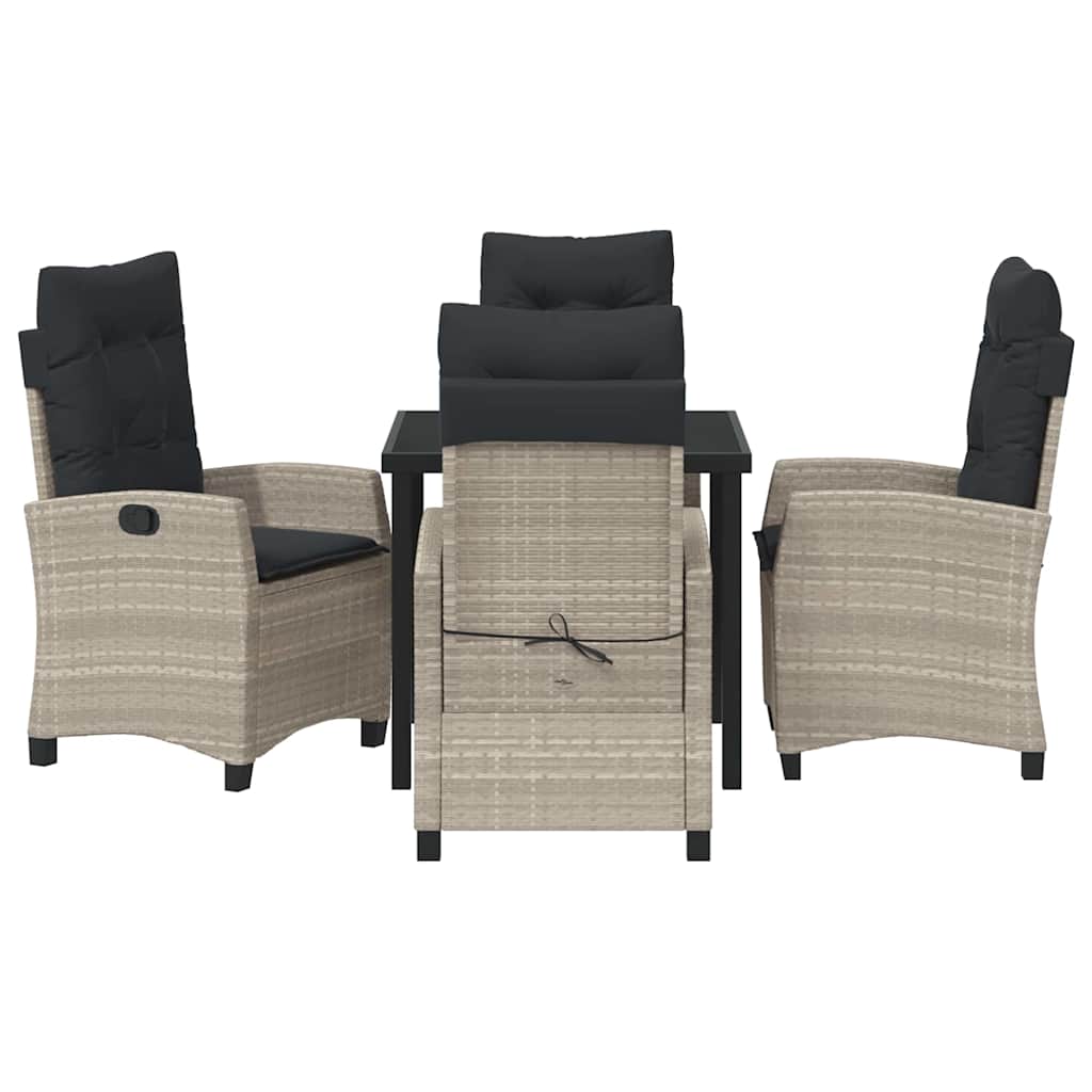 Have Spisebordssæt med pude 5 pcs Lysegrå polyrattan