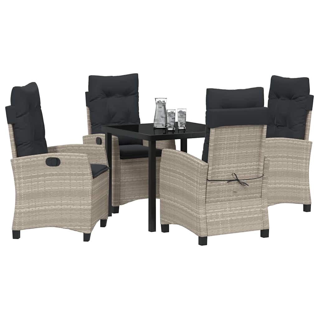 Have Spisebordssæt med pude 5 pcs Lysegrå polyrattan
