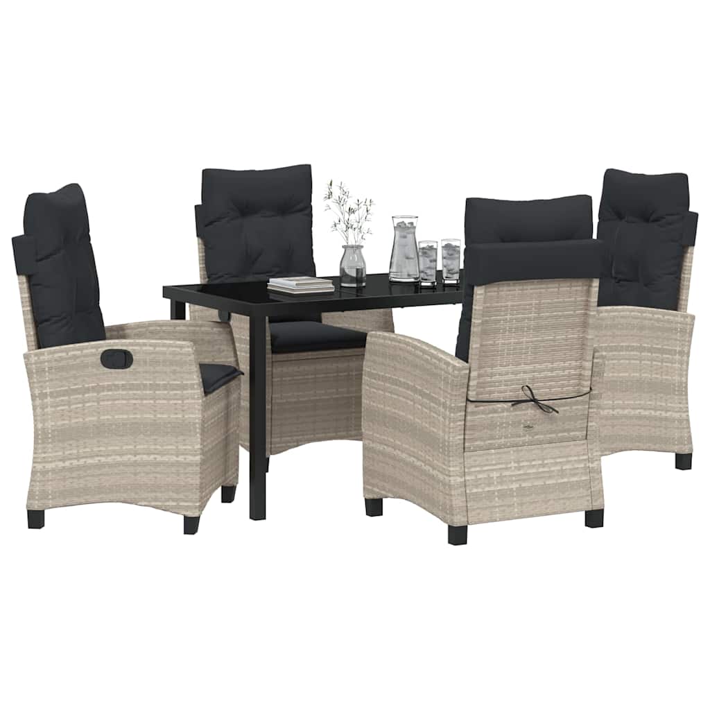 Have Spisebordssæt med pude 5 pcs Lysegrå polyrattan