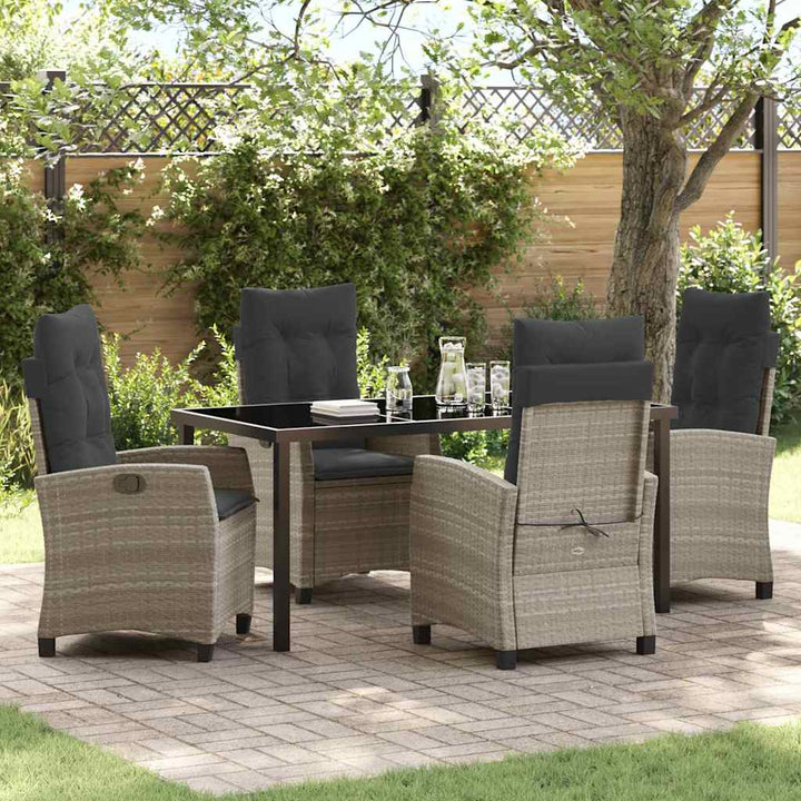 Have Spisebordssæt med pude 5 pcs Lysegrå polyrattan
