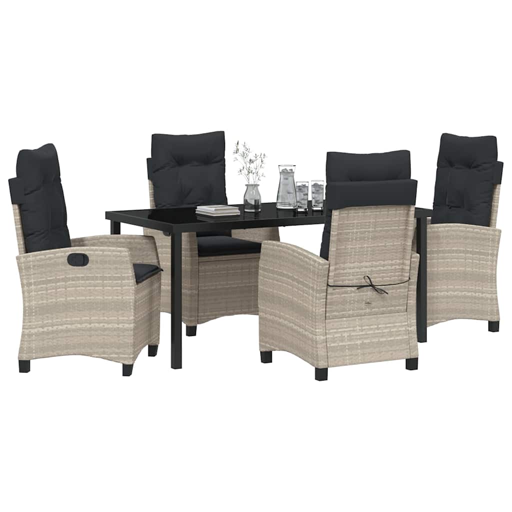 Have Spisebordssæt med pude 5 pcs Lysegrå polyrattan