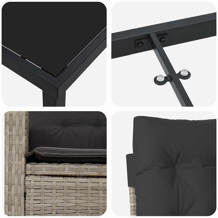 Have Spisebordssæt med pude 7 pcs Lysegrå polyrattan