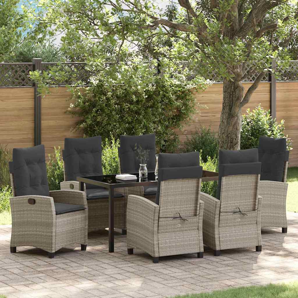 Have Spisebordssæt med pude 7 pcs Lysegrå polyrattan