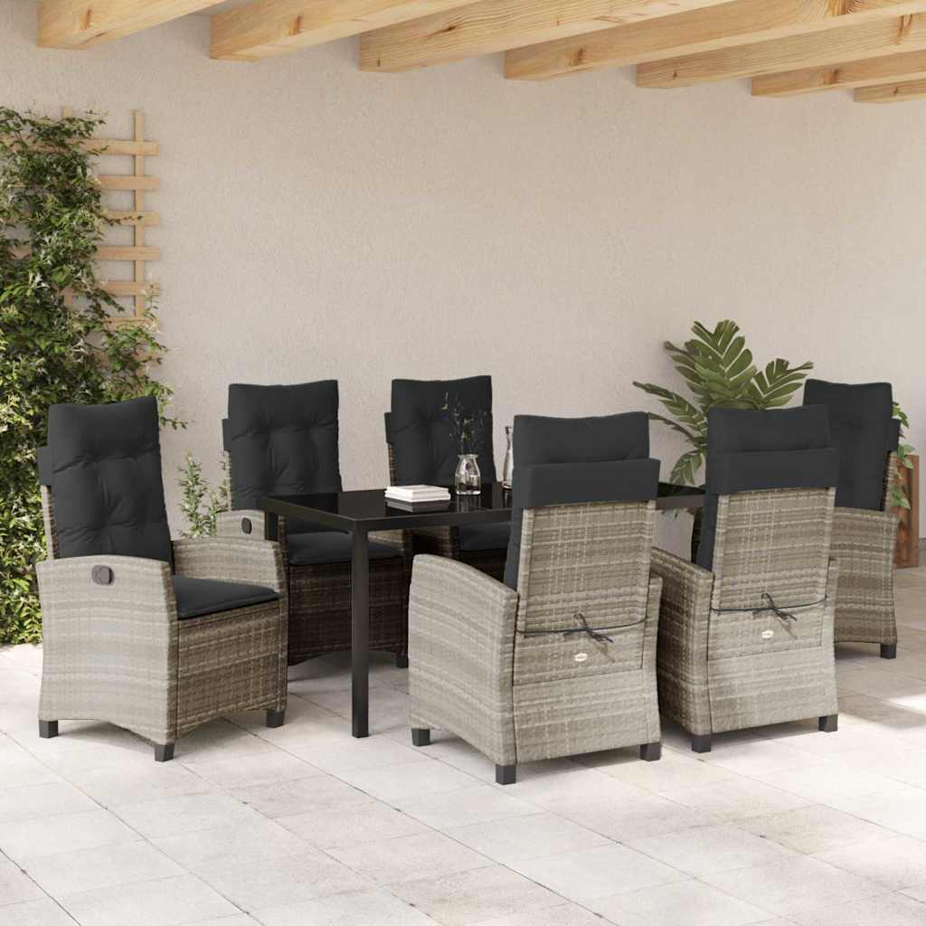 Have Spisebordssæt med pude 7 pcs Lysegrå polyrattan