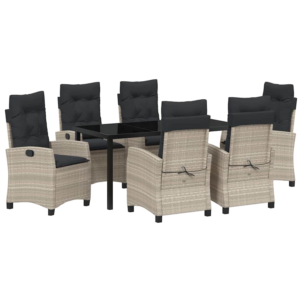 Have Spisebordssæt med pude 7 pcs Lysegrå polyrattan