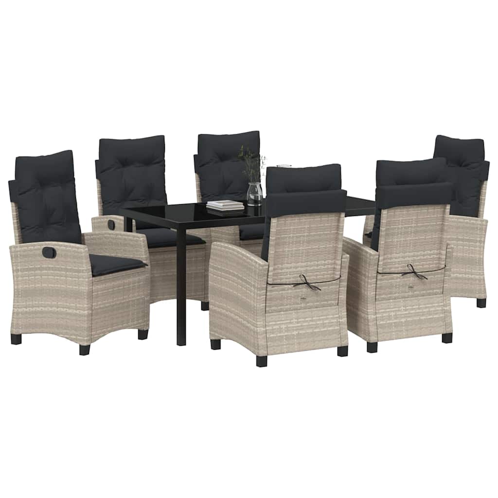Have Spisebordssæt med pude 7 pcs Lysegrå polyrattan