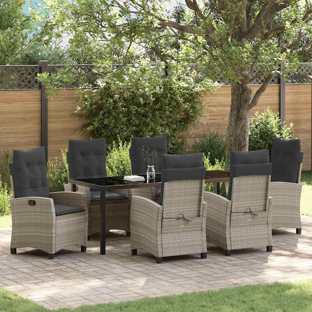 Have Spisebordssæt med pude 7 pcs Lysegrå polyrattan