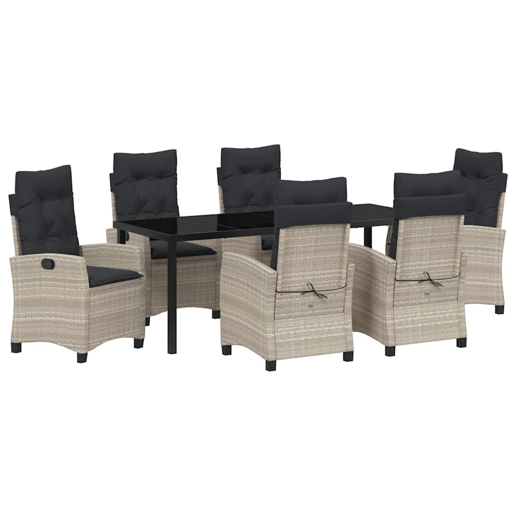 Have Spisebordssæt med pude 7 pcs Lysegrå polyrattan