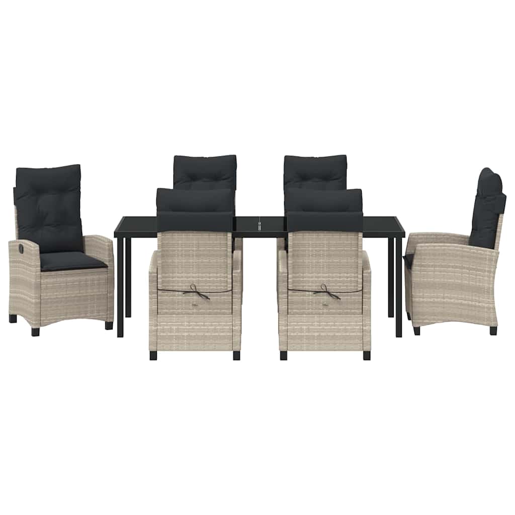 Have Spisebordssæt med pude 7 pcs Lysegrå polyrattan