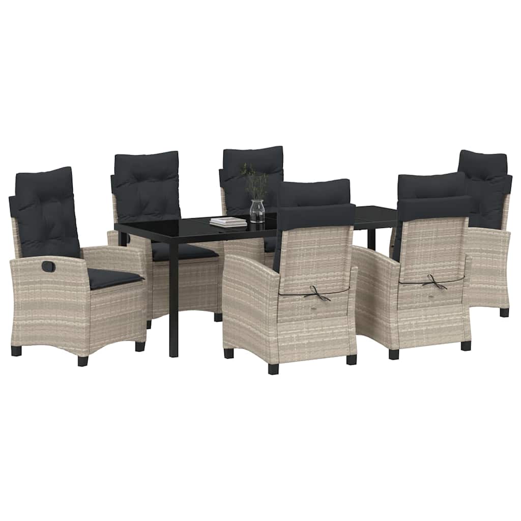 Have Spisebordssæt med pude 7 pcs Lysegrå polyrattan
