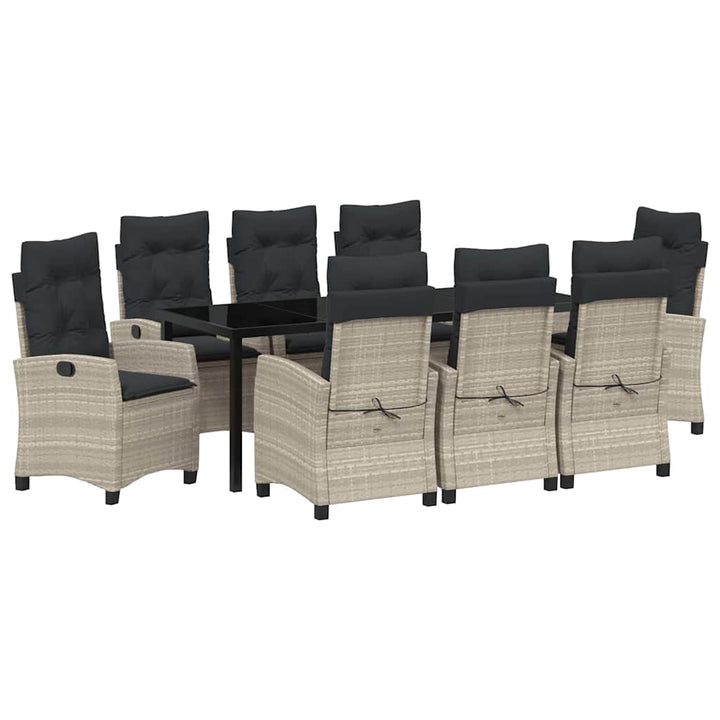 Have Spisebordssæt med pude 9 pcs Lysegrå polyrattan