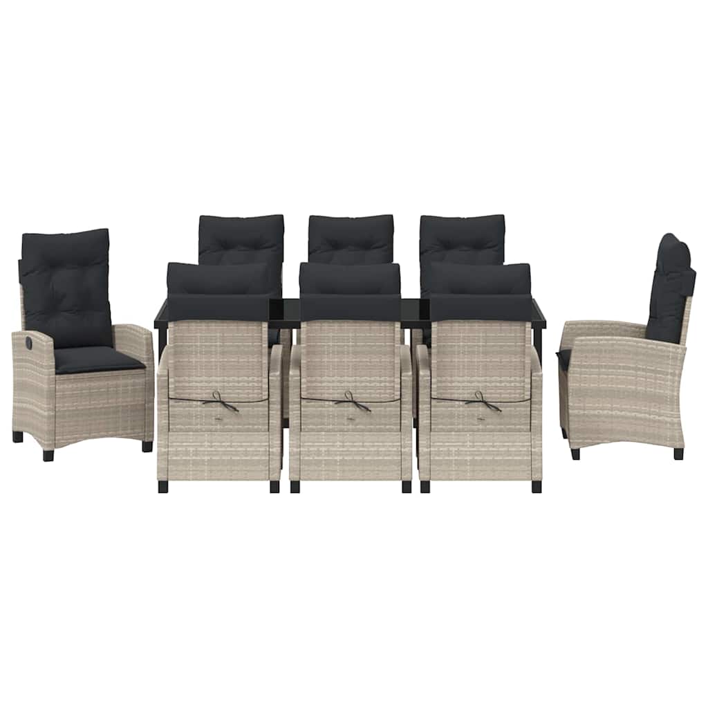 Have Spisebordssæt med pude 9 pcs Lysegrå polyrattan