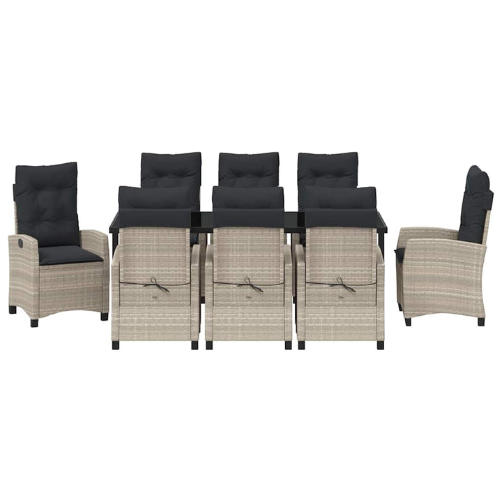 Have Spisebordssæt med pude 9 pcs Lysegrå polyrattan