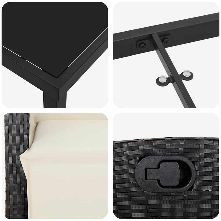 Have Spisebordssæt med pude 3 pcs Sort polyrattan