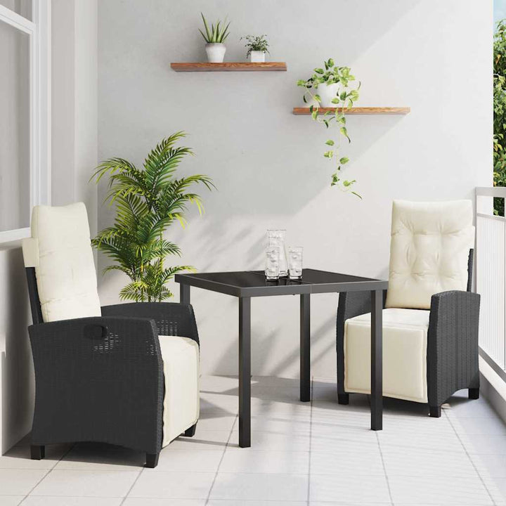 Have Spisebordssæt med pude 3 pcs Sort polyrattan