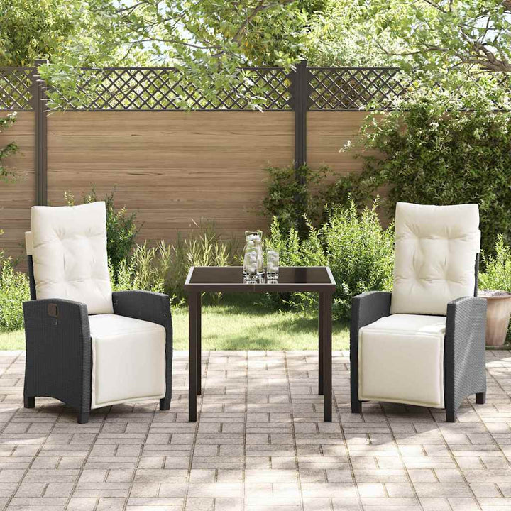 Have Spisebordssæt med pude 3 pcs Sort polyrattan