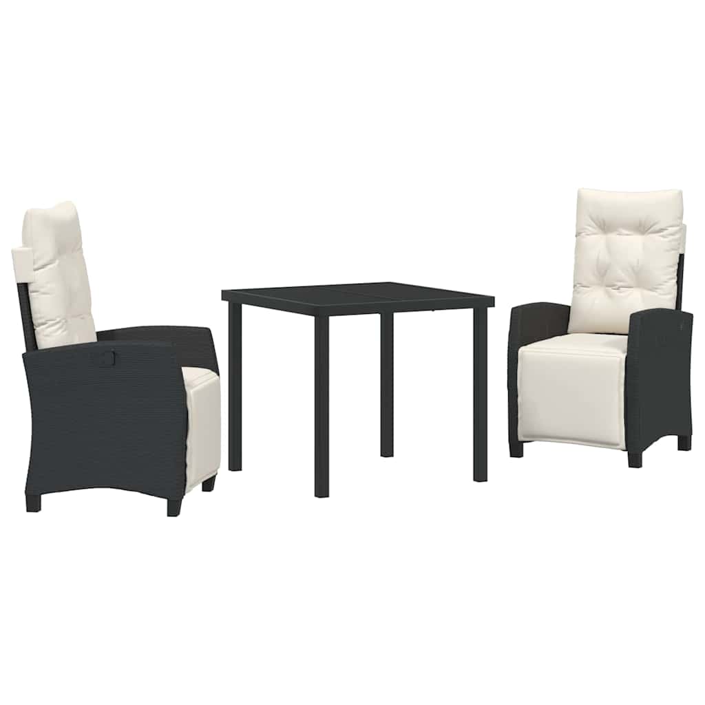 Have Spisebordssæt med pude 3 pcs Sort polyrattan