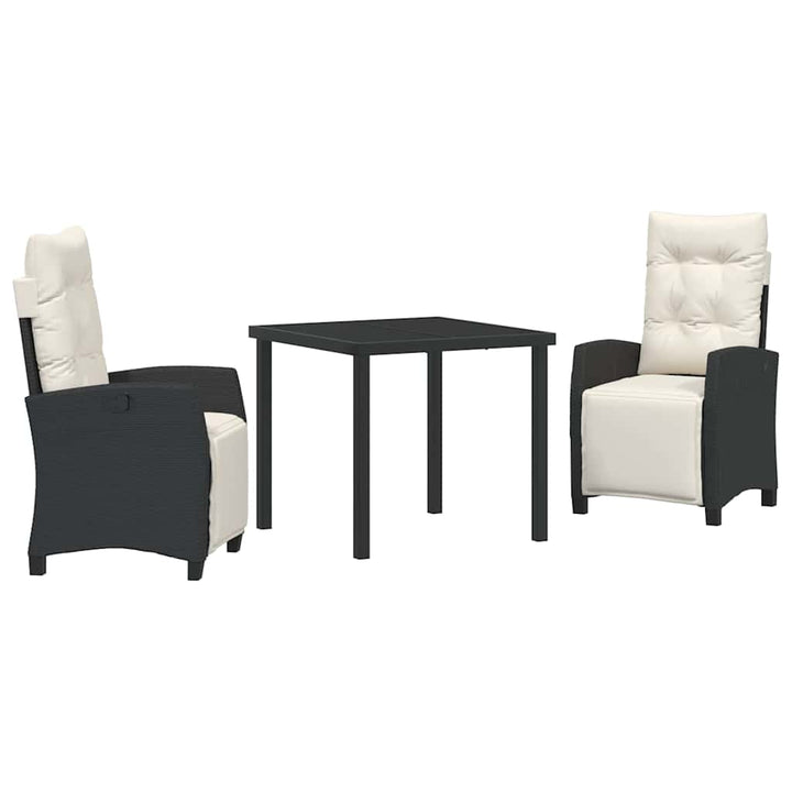 Have Spisebordssæt med pude 3 pcs Sort polyrattan