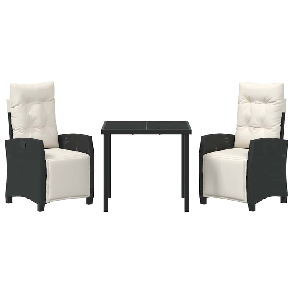 Have Spisebordssæt med pude 3 pcs Sort polyrattan