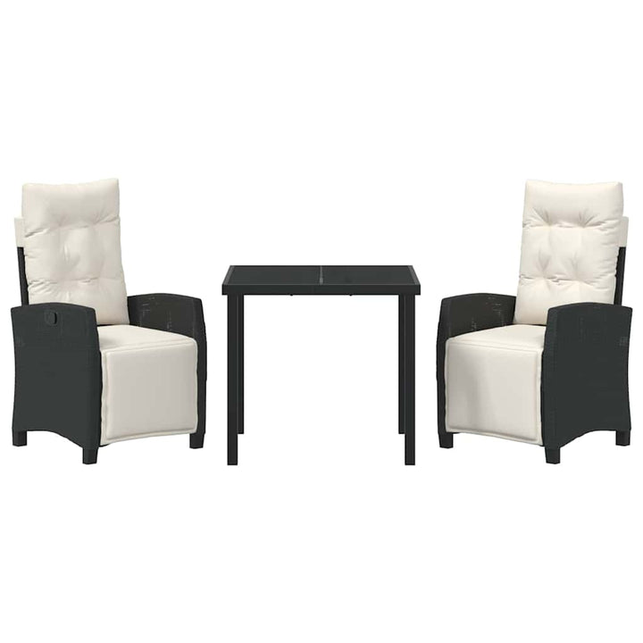 Have Spisebordssæt med pude 3 pcs Sort polyrattan