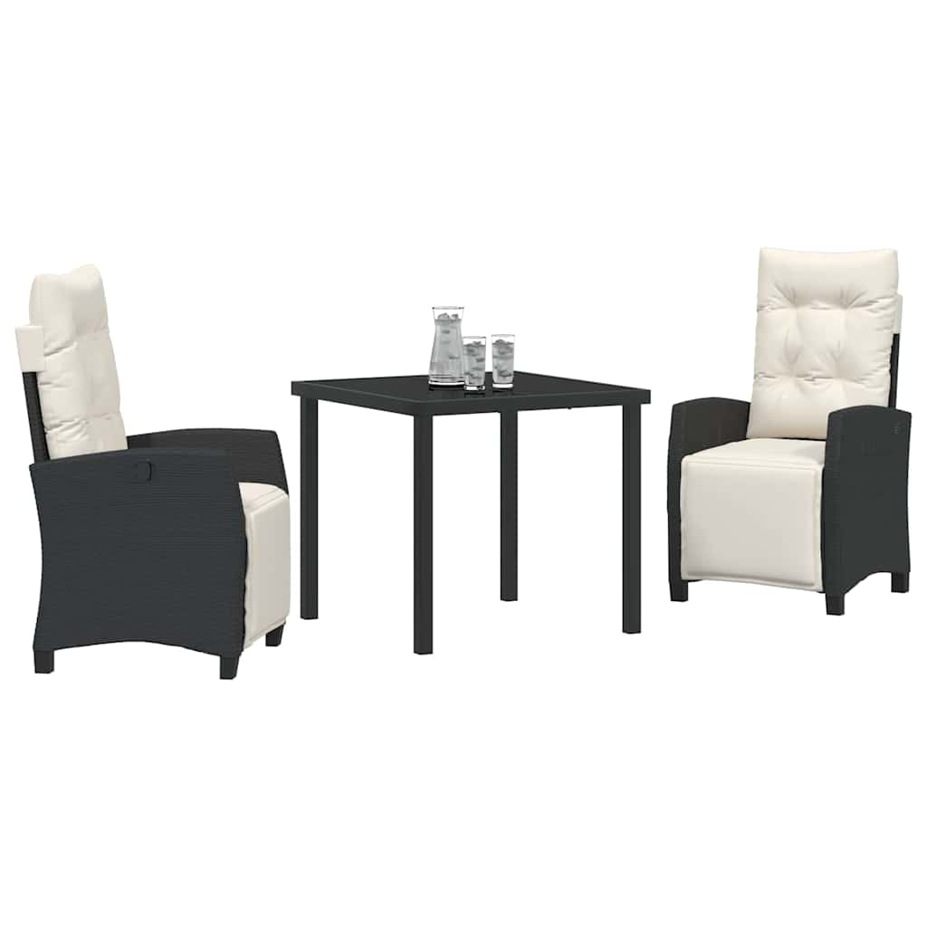 Have Spisebordssæt med pude 3 pcs Sort polyrattan
